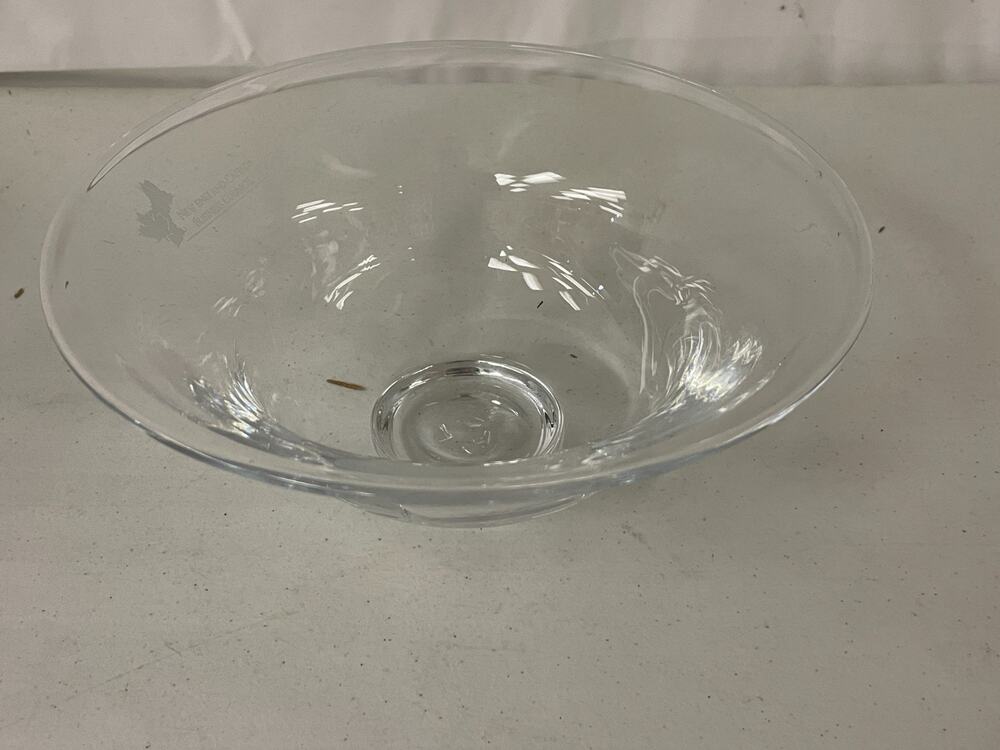 Simon Pearce Hand Blown Clear Glass Flared Centerpiece Bowl Signed 10" Wide
